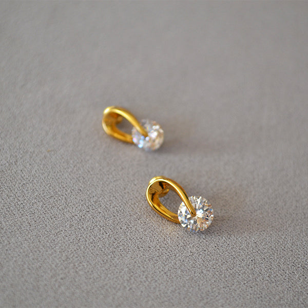 Zirconia & Twist Stud Earrings